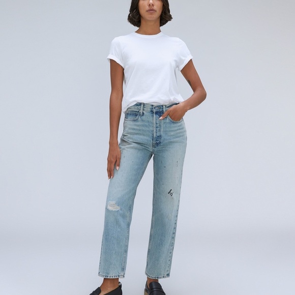 Everlane 90s way high jean factory paint splatter distressed 26 EUC - Picture 1 of 11